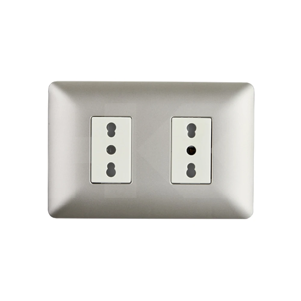 PLACA ENCHUFE HEMBRA DOBLE 10-16A CHAMPAGNE