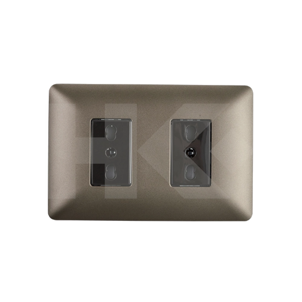 PLACA ENCHUFE HEMBRA DOBLE 2P+T 10-16A CAFE