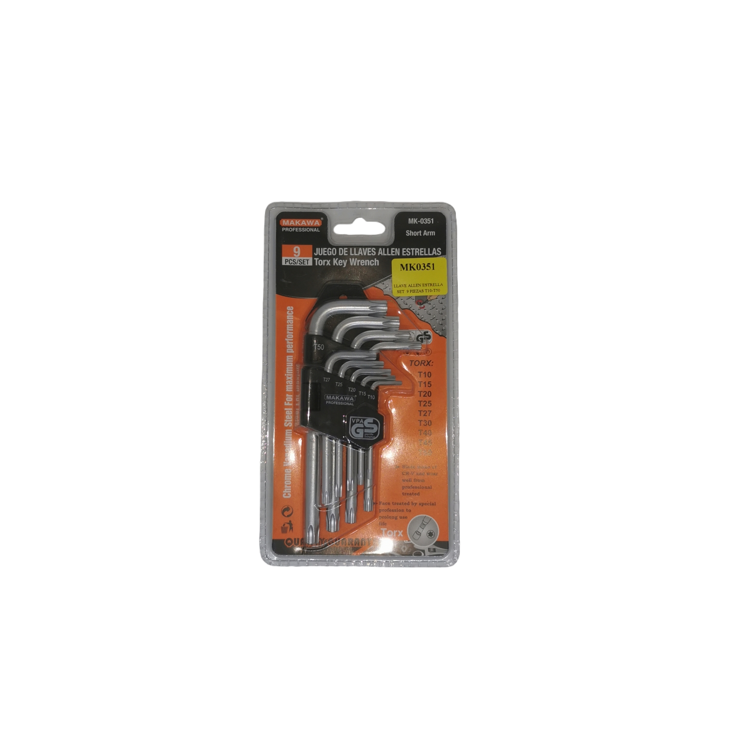 LLAVE ALLEN ESTRELLA SET 9 PIEZAS T10-T50 MAKAWA