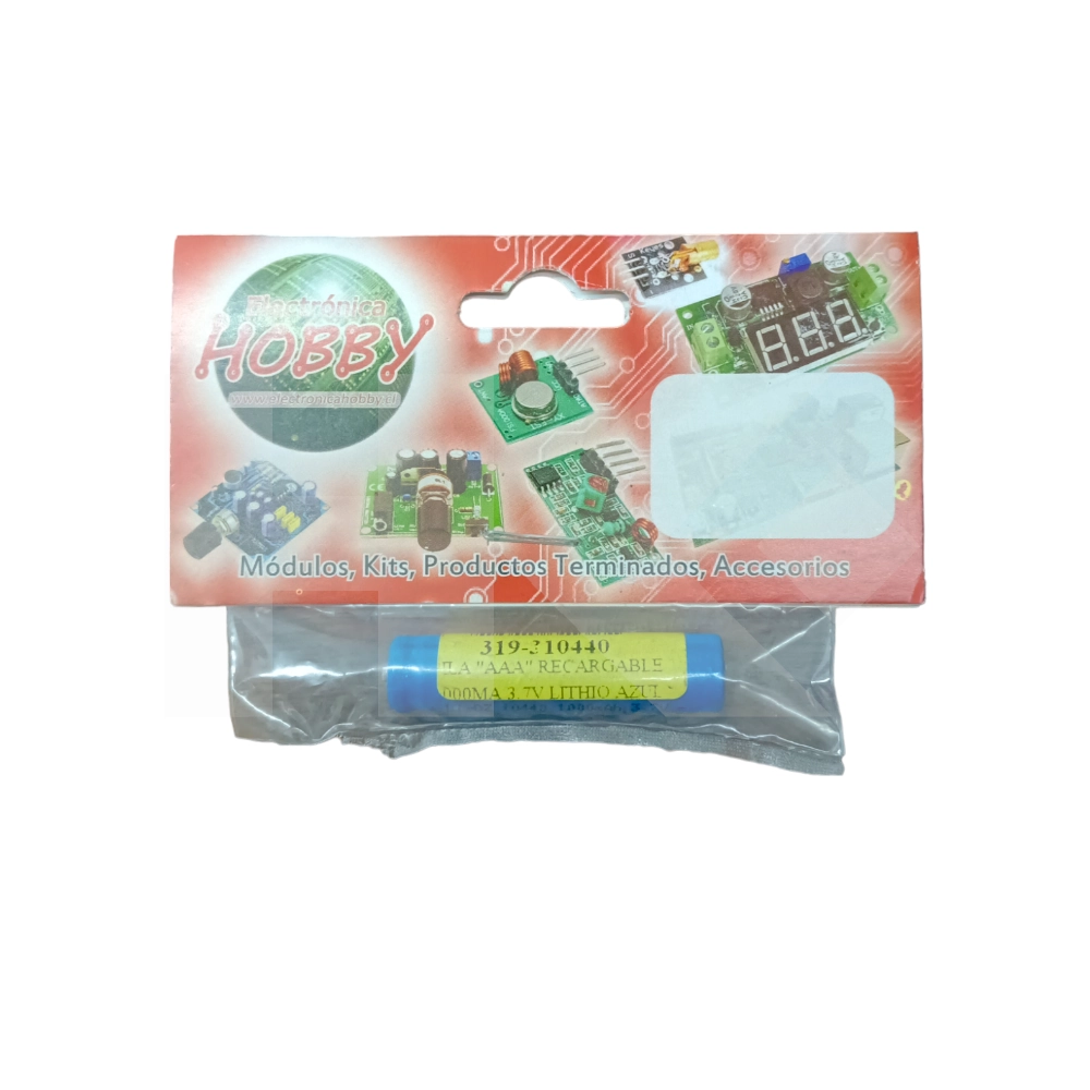 PILA "AAA" RECARGABLE 1000MA 3.7V LITHIO AZUL CON U