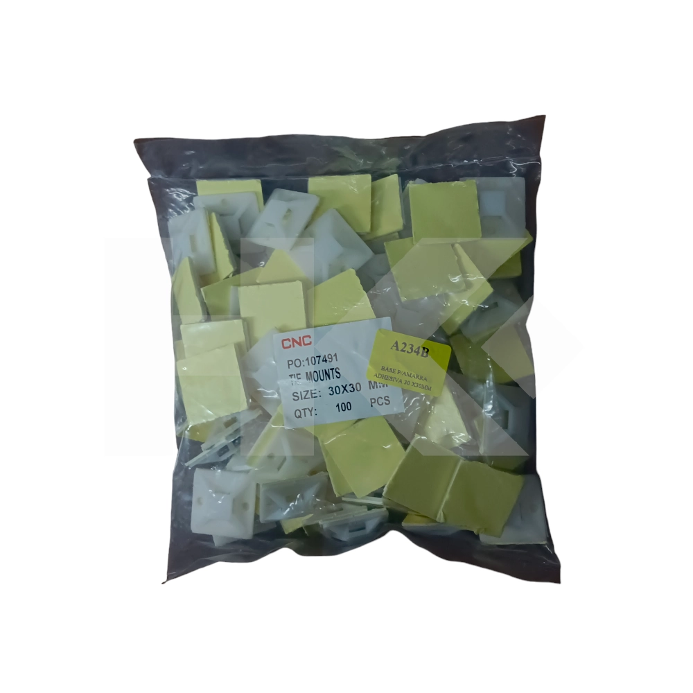 BASE PARA AMARRA ADHESIVA 30 X30MM BLANCA