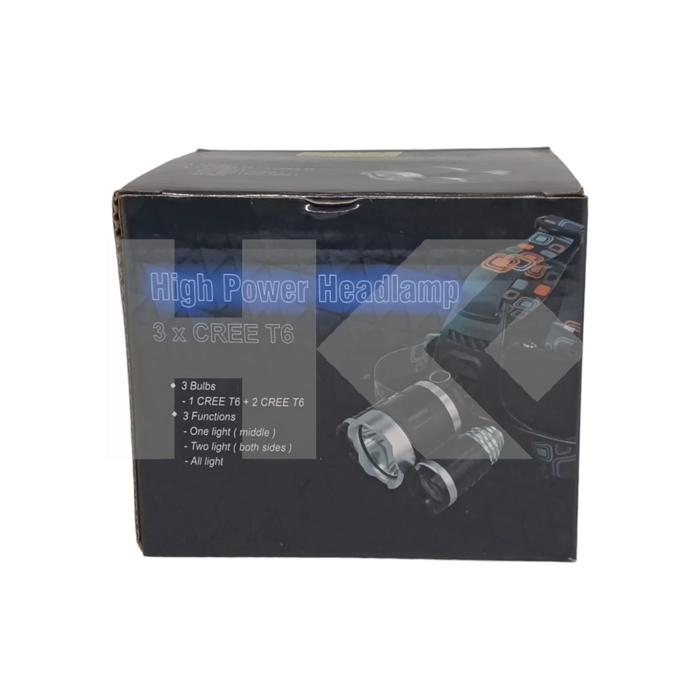 LINTERNA MINERO 3 LED AJUSTABLE 1 PILA 18650 CON CARGADOR