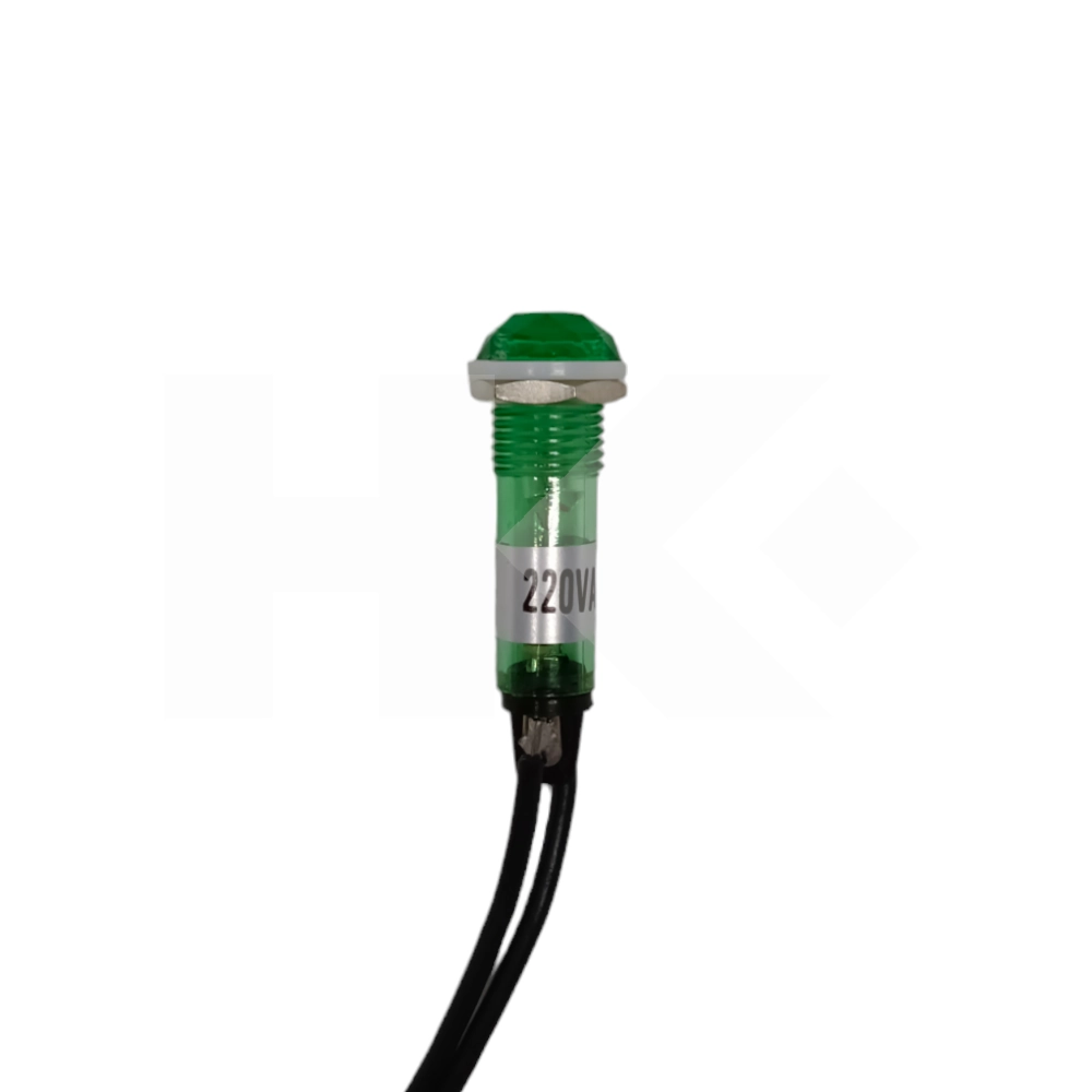 PILOTO 220VAC NEON VERDE 12 X 40 MM CON CHICOTE