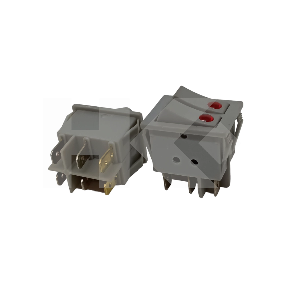 INTERRUPTOR MODULAR DOBLE GRIS 15A 250VAC 6 PIN CON LED ROJO (XCK-01)