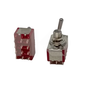INTERRUPTOR PALANCA 12 PIN 2A 250VAC ON-ON ROJO (SW261)
