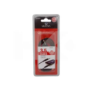 CABLE AUXILIAR AUDIO PLUG 3.5MM M-M ST 0.90 MTS. NEGRO ULTR