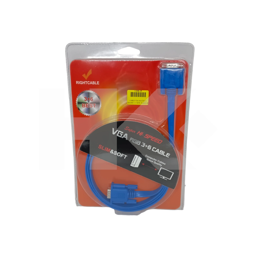 CABLE VGA MACHO A MACHO 1.5 MTS. PLANO HI SPEED