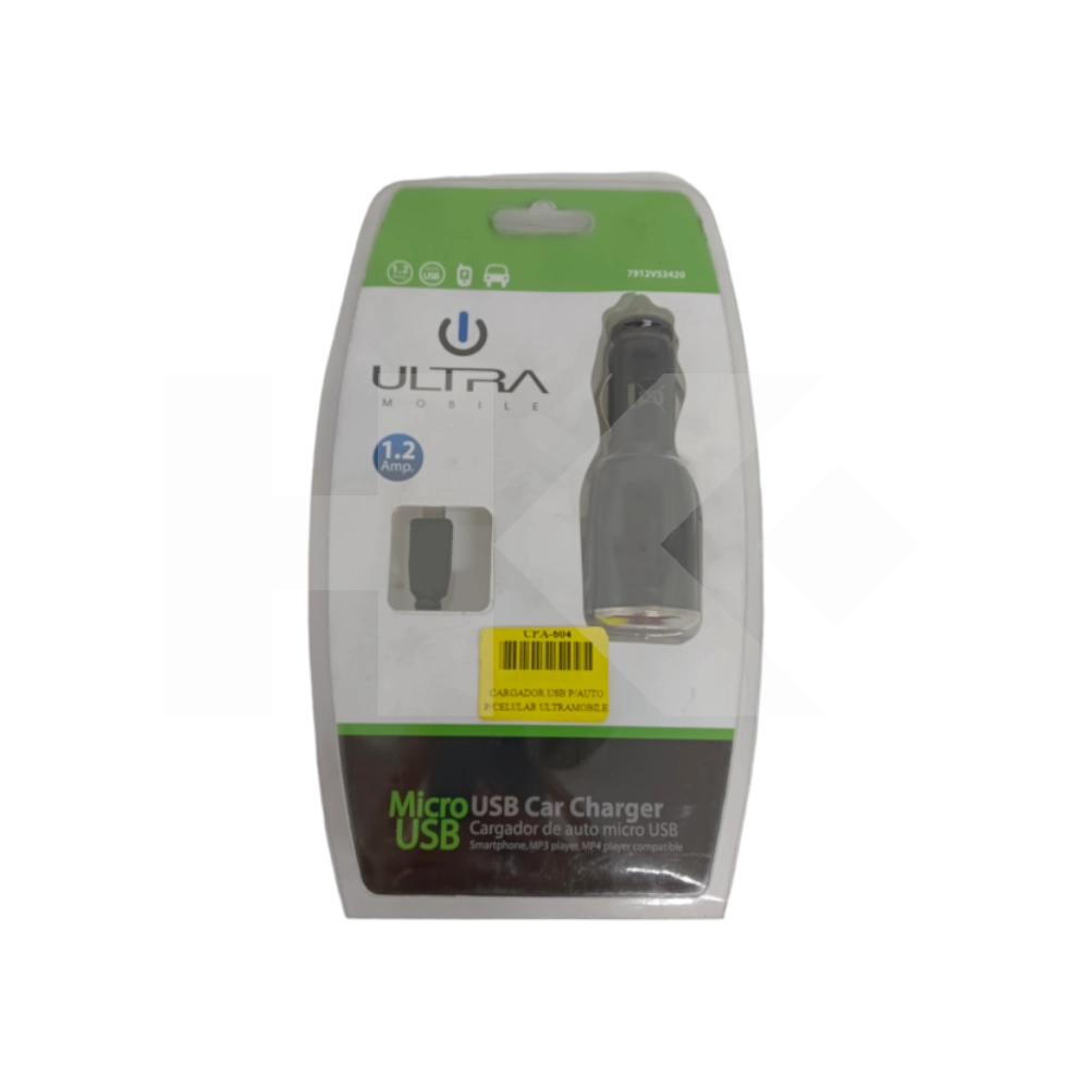 CARGADOR USB PARA AUTO PARA CELULAR ULTRAMOBILE 7912VS3420