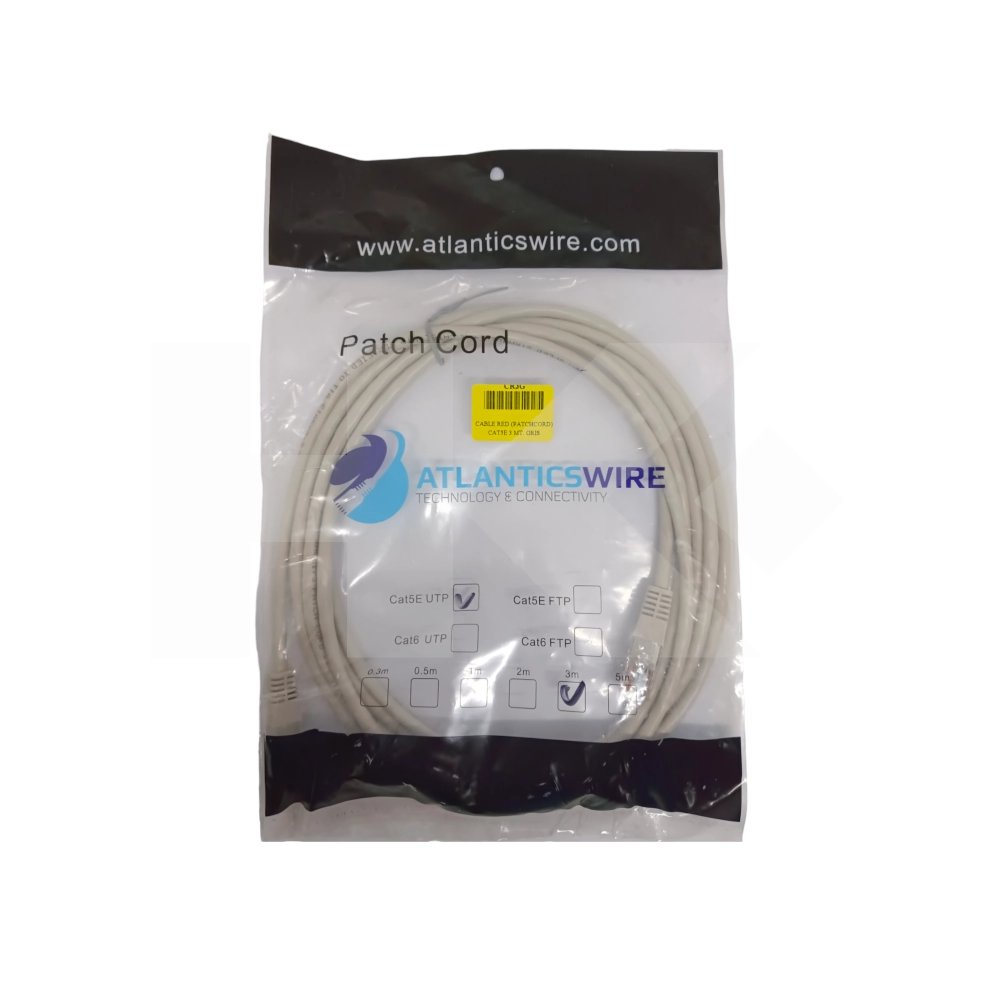 CABLE RED (PATCHCORD) CAT5E 3 MT. GRIS