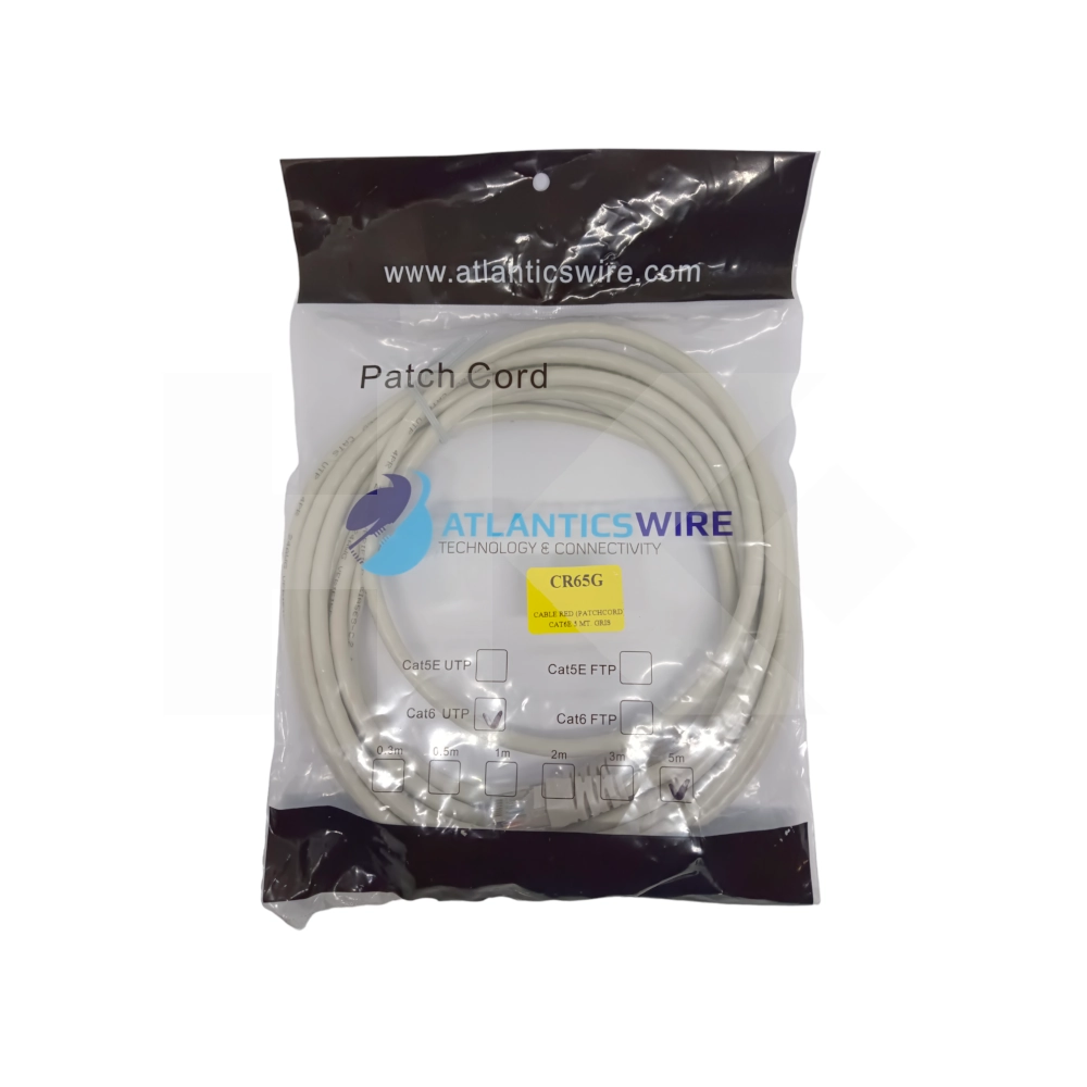 CABLE RED (PATCHCORD) CAT6E 5 MT. GRIS