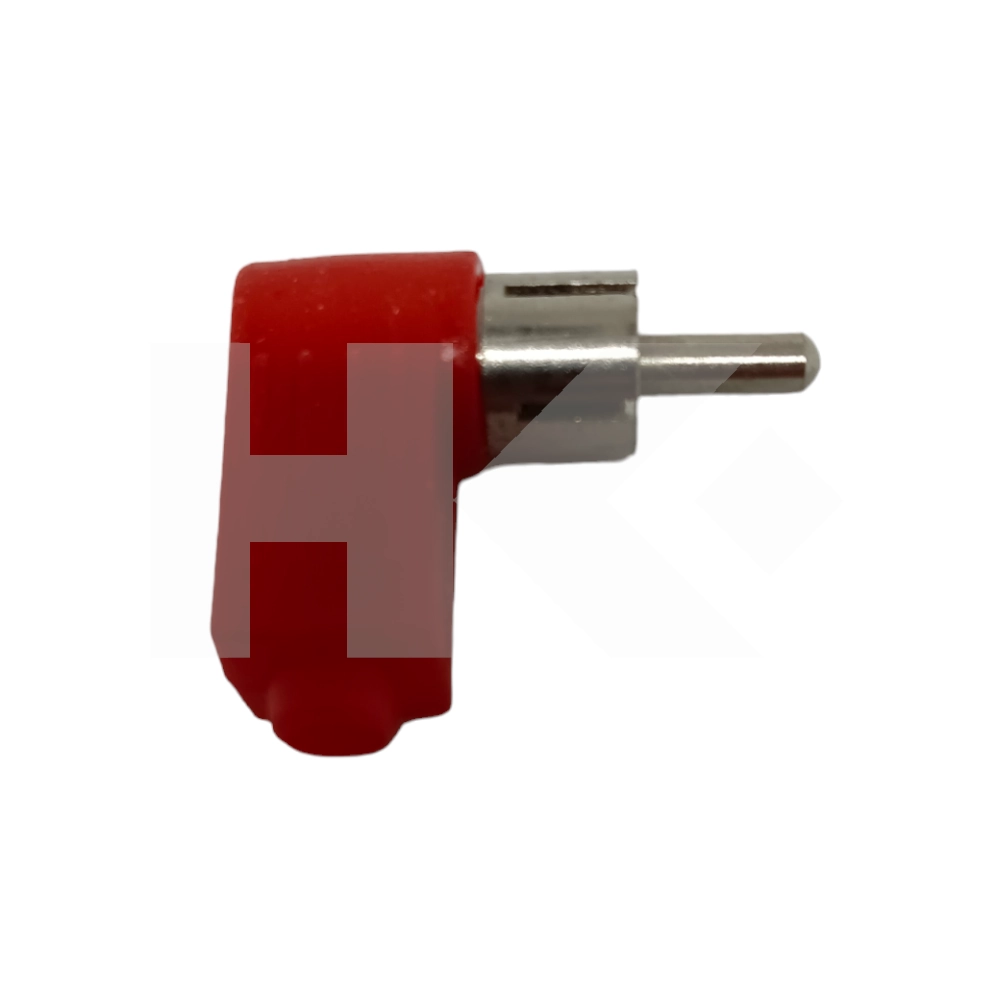 CONECTOR RCA MACHO PLASTICO ROJO CURVO VOLANTE