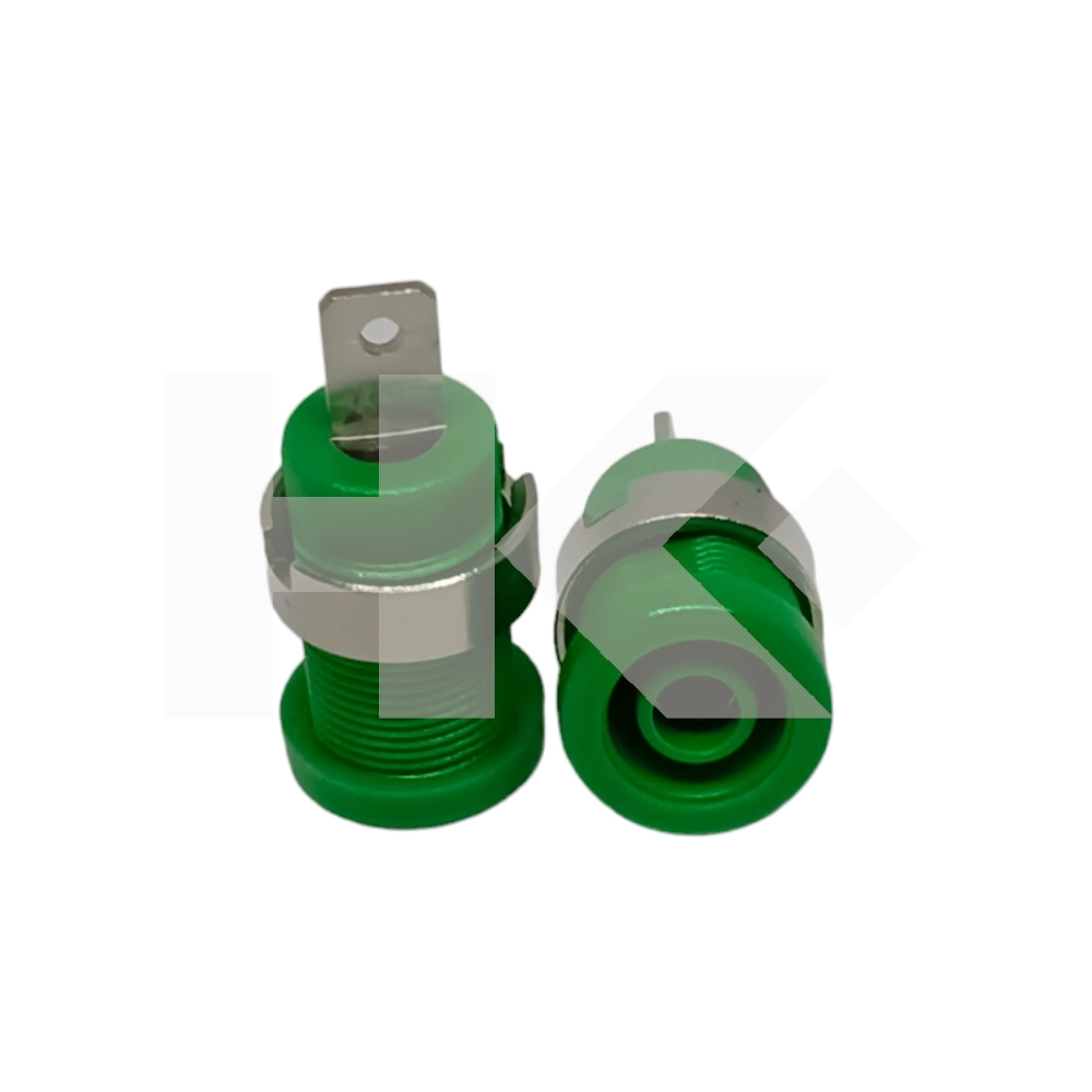 BORNE PARA BANANA 4MM PLASTICO VERDE CON TUERCA