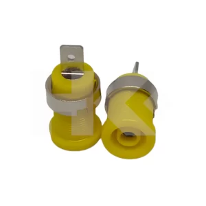 BORNE PARA BANANA 4MM PLASTICO AMARILLO CON TUERCA