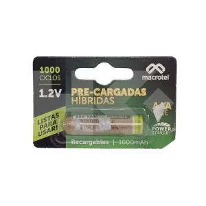 PILA "AAA" RECARGABLE MACROTEL 1000MA 1.2V CON U