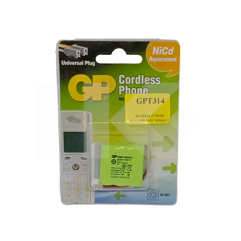 BATERIA PARA TELEF. INALAMB. 3.6V 300MA. GP NI-MH GPT314-2U1