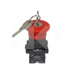 PULSADOR IND. EMERGENCIA 40MM NCON NA CNC CON LLAVE PLASTICA
