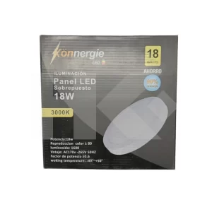 PANEL S/P REDONDO NEGRO 18W CALIDO 3000K