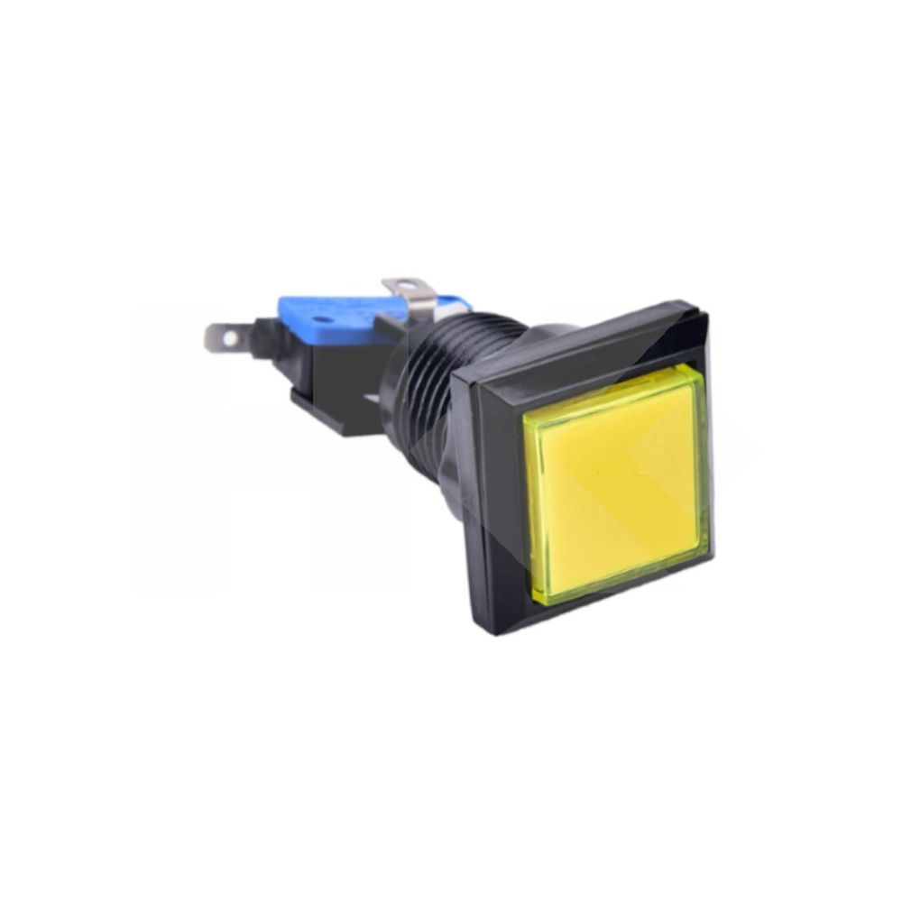 PULSADOR JUEGO CON MICROSWITCH AMARILLO GRANDE CON LED (SW500YEM