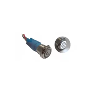 PULSADOR CON LED 5P 24V 16MM CROMADO BLANCO CON CABLE (SW180227)