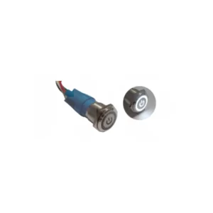 INTERRUPTOR CON LED 5P 12V 16MM CROMADO BLANCO CON CABLE