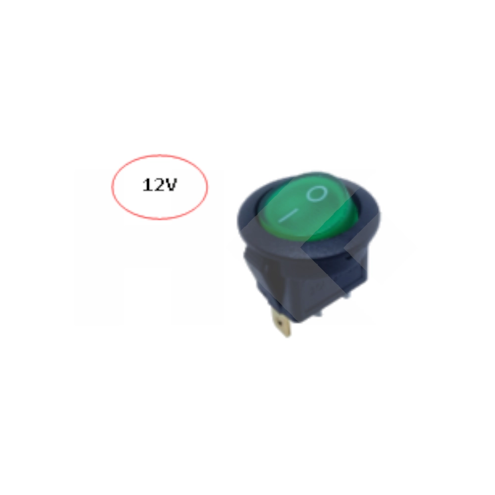 INTERRUPTOR MODULAR REDONDO 6A 12V 3 PIN ON-OFF CON LUZ VERDE (SW135GN)