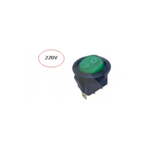INTERRUPTOR MODULAR REDONDO 6A 250V 3 PIN ON-OFF CON LUZ VERDE (SW136G)