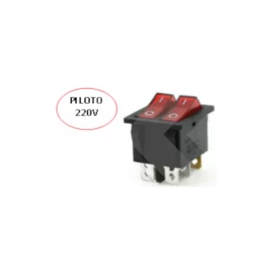INTERRUPTOR MODULAR DOBLE ROJO15A 250VAC 6 PIN CON LED ROJA (SW1242