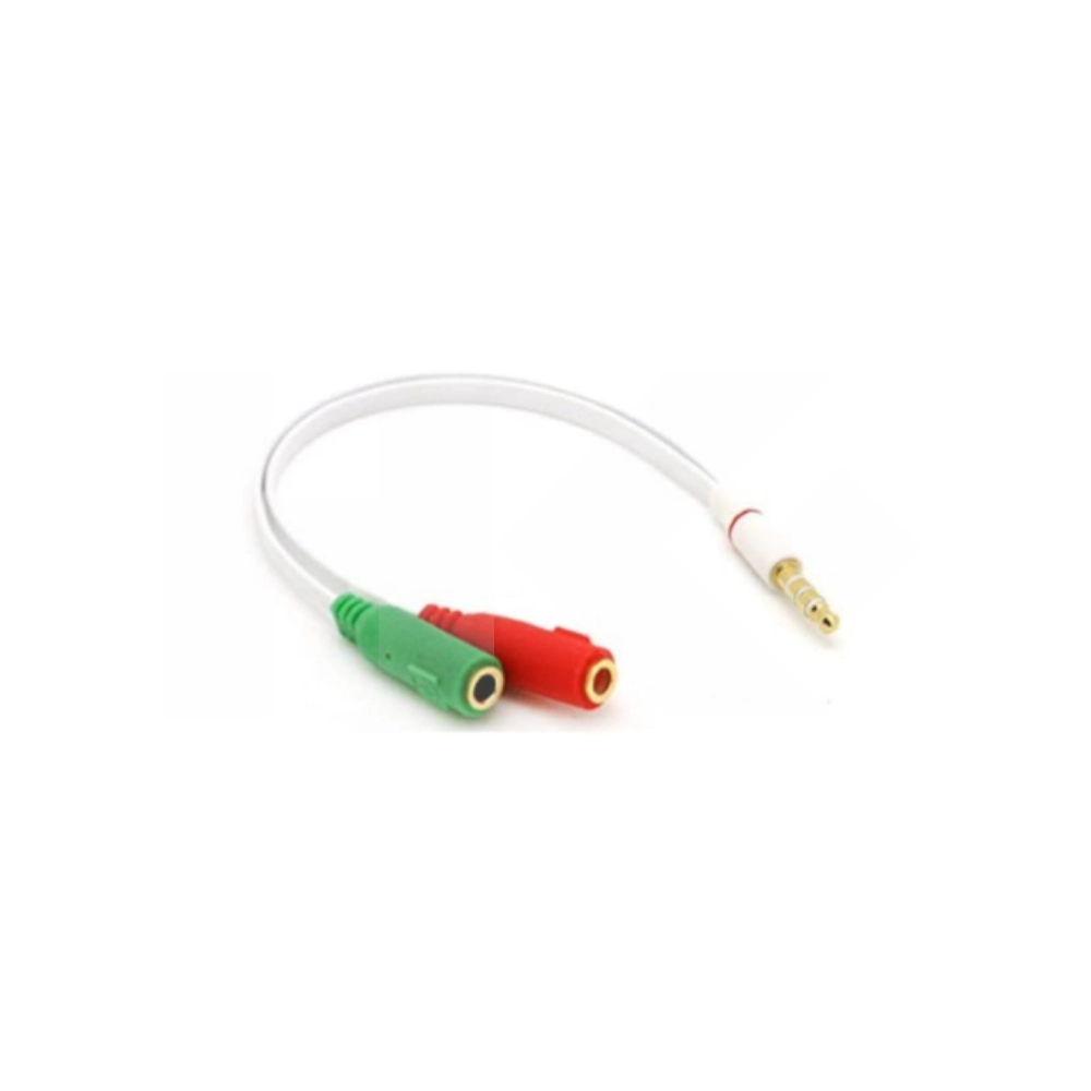 CABLE 3.5MM 4 LINEAS A 2 JACK 3.5MM ROJO VERDE