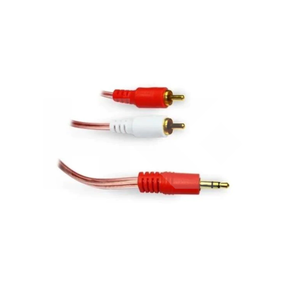 CABLE 3.5MM ST. MACHO A 2 RCA MACHO TRANSP. 3 MT.