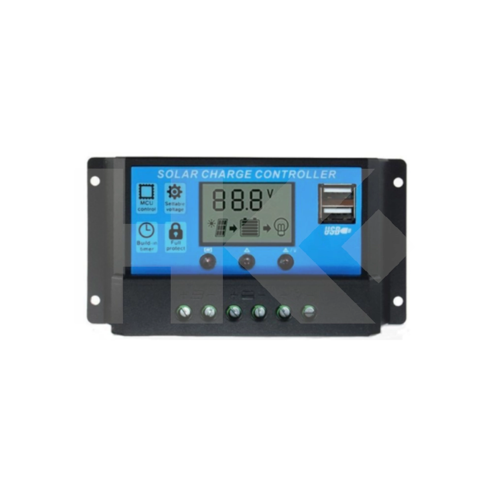CONTROL DE CARGA SOLAR 12/24VDC 10A 2XUSB