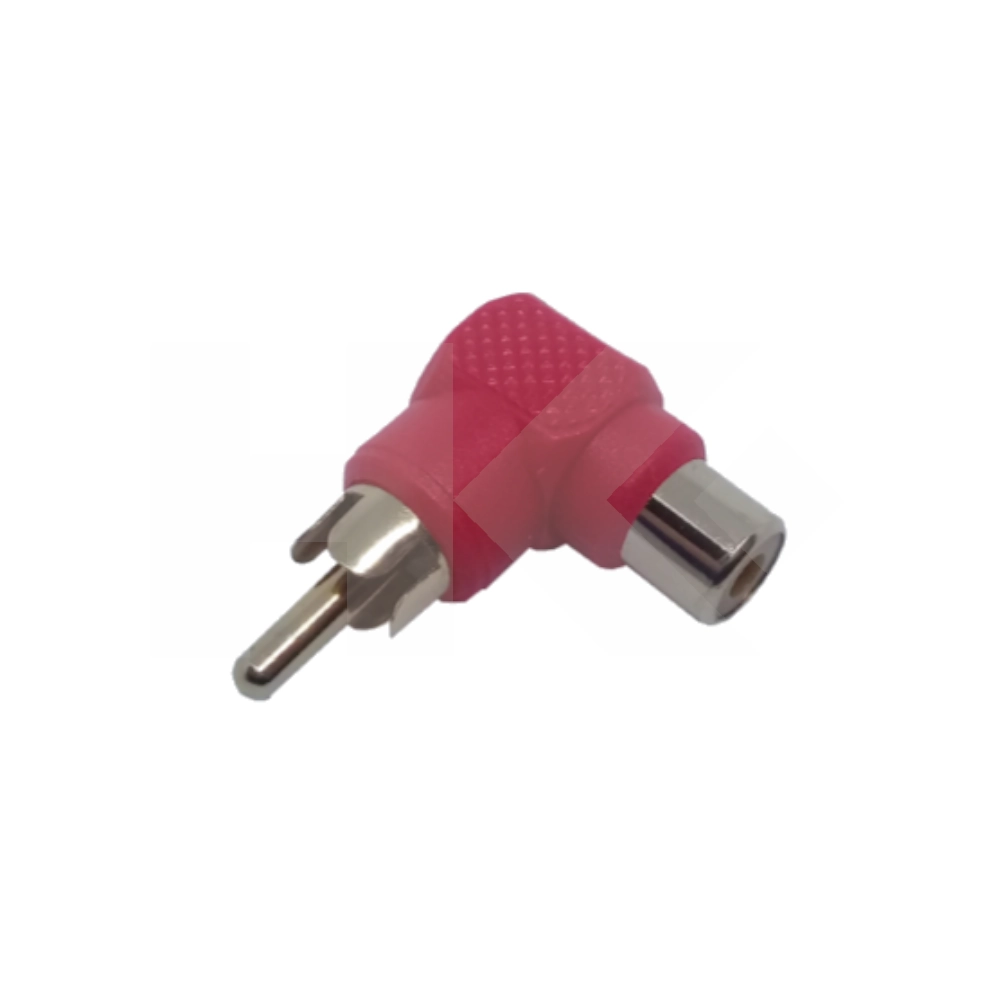 ADAPTADOR HEMBRA RCA A MACHO RCA CURVO ROJO