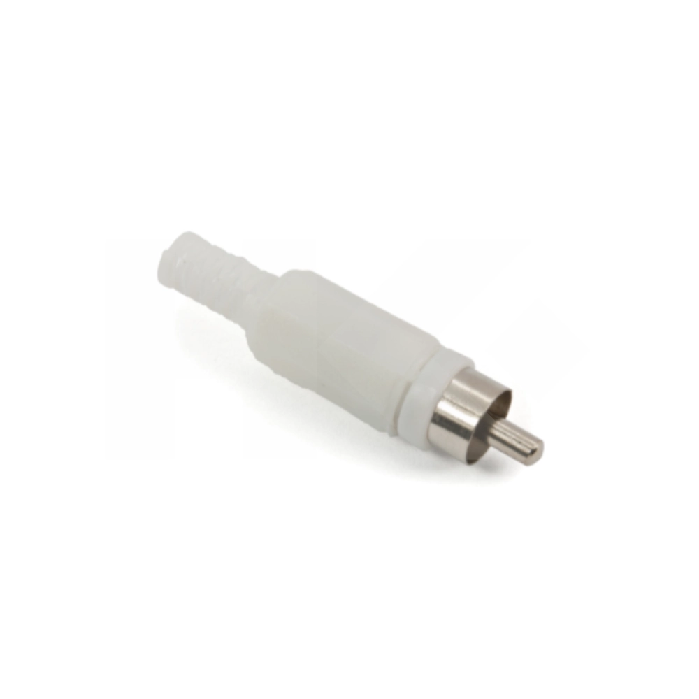 CONECTOR RCA MACHO PLASTICO BLANCO VOLANTE