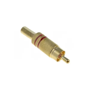 CONECTOR RCA MACHO METAL DORADO ROJO VOLANTE