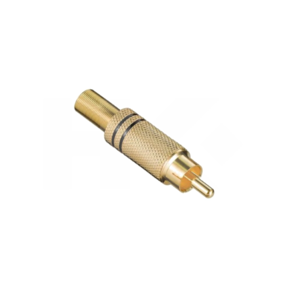 CONECTOR RCA MACHO METAL DORADO NEGRO VOLANTE