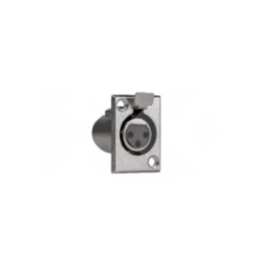 CONECTOR CANNON HEMBRA METALICO PLATEADO CON SEGURO CHASSIS