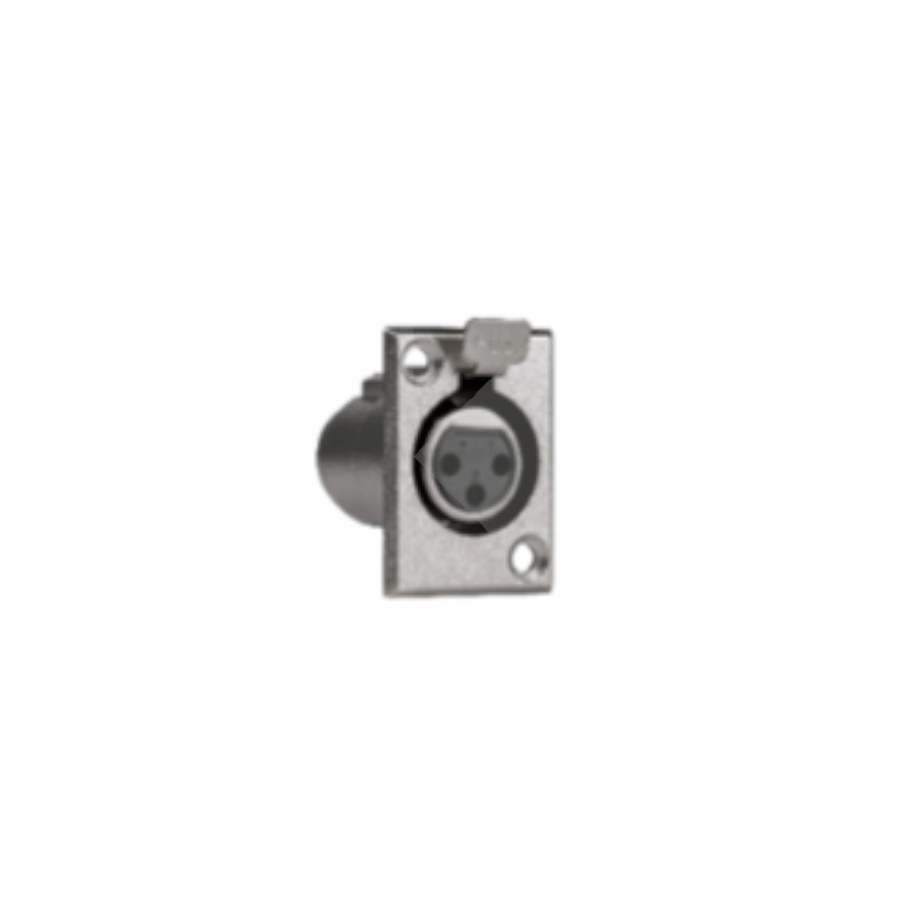 CONECTOR CANNON HEMBRA METALICO PLATEADO CON SEGURO CHASSIS