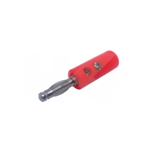 CONECTOR BANANA CON TORNILLO Y ACOPLE 4MM ROJO